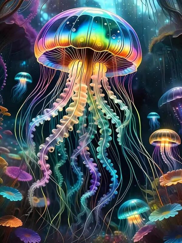 

Colourful Jellyfish Animal 500/1000/1200/2000 PCS Jigsaw Puzzles Family Activity Games for Gameroom Bedroom Gifts