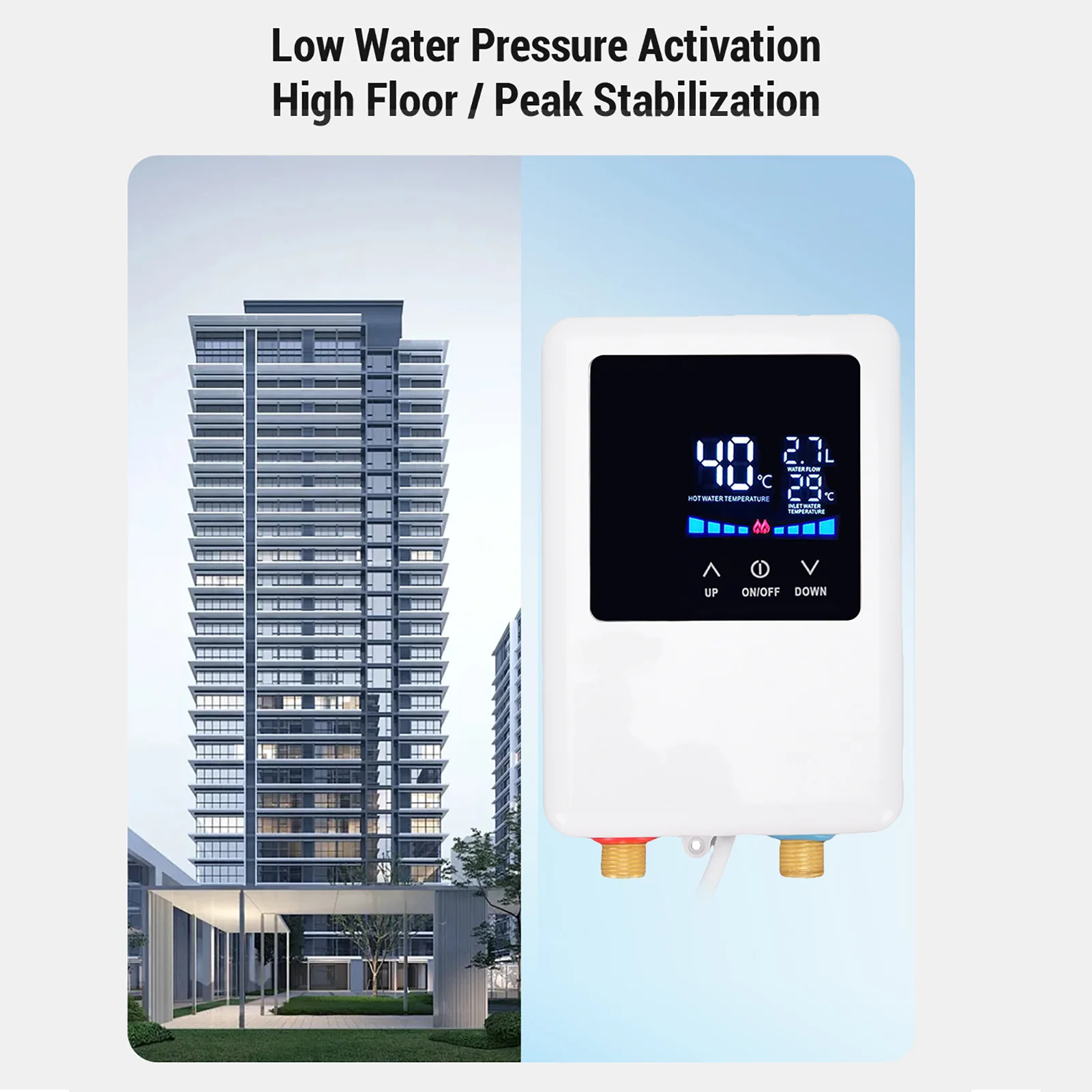 3000W Smart Water Heater Digital LCD Touch Screen Instant Heating For Kitchen Bathroom