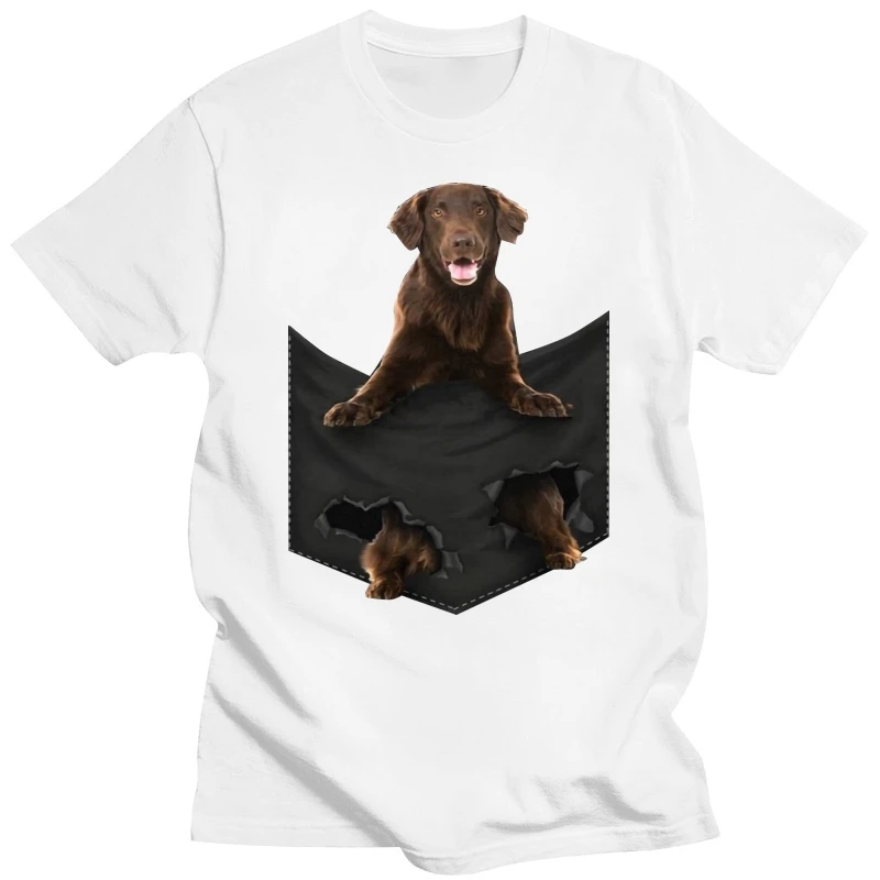 Men T Shirt Flat Coated Retriever Pocket Mid T Shirt Women T-Shirt