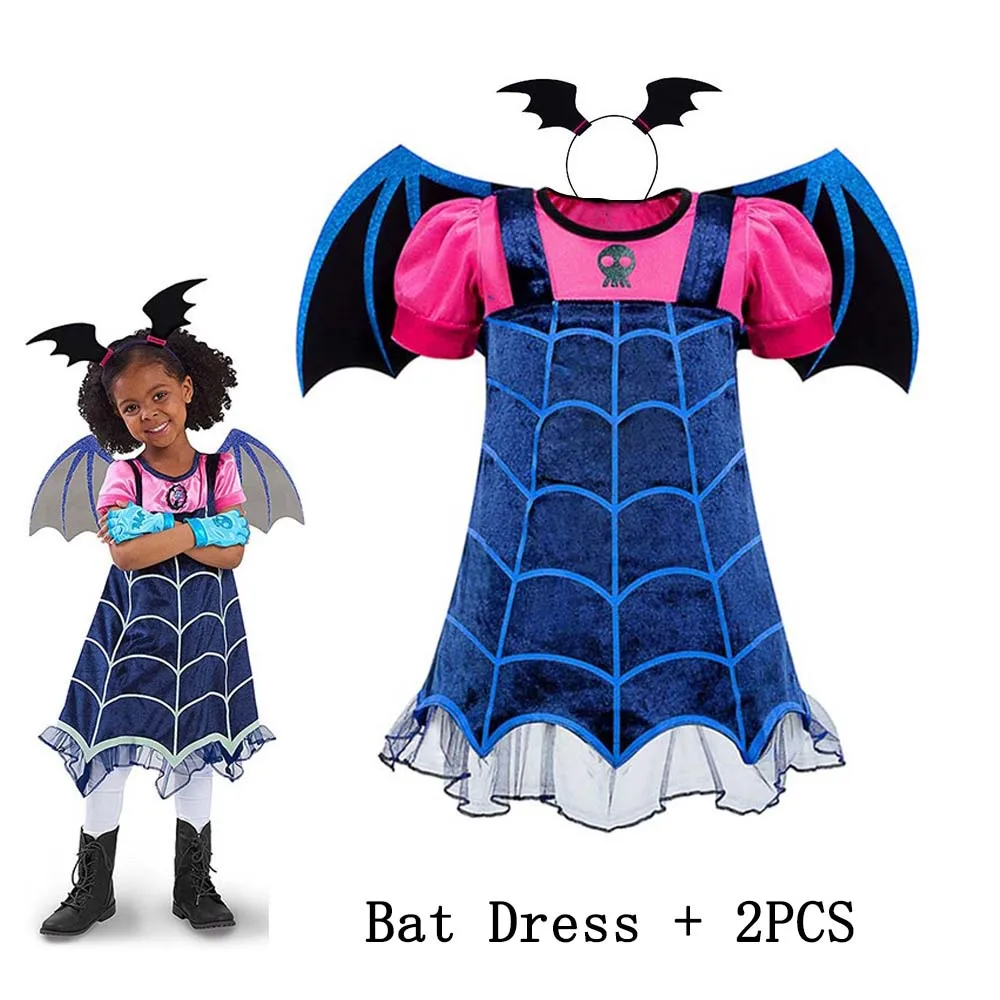 Kinder Mädchen Hexen-Cosplay-Kleid Fledermaus-Zauberer-Hut-Outfit Halloween Karneval Party Gruseliges Fancy Tutu-Kostüm für Kinder – Detail 7