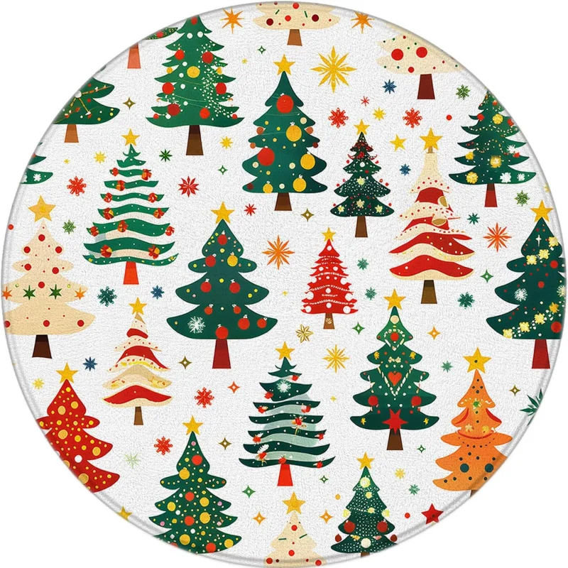 Christmas Snowflake Decoration Round Carpet Carpet Restaurant Bedroom Entrance Floor Mat 75X75cm