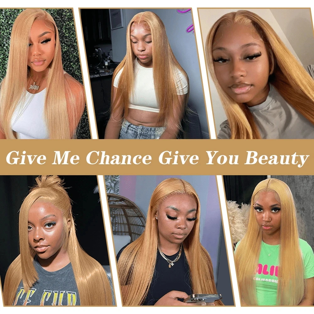 13x6 Honey Blonde Straight Hd Lace Human Hair Wig 250 Density 13x6 Brazilian Bone Hd Lace Frontal Human Hair Wigs For Women ﻿ image 6
