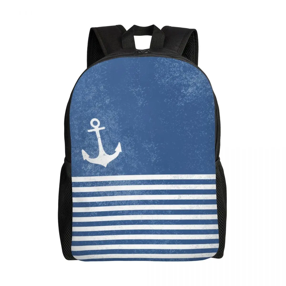 

Anchor For Regatta With Stripes Travel Backpack Women Men School Computer Bookbag Nautical Marine College Student Daypack Bags