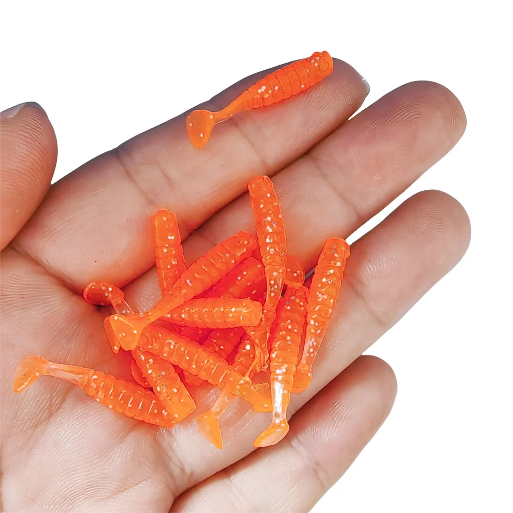 MUKUN 60 Stück Angelköder mit Paddelschwanz Weicher Köder Mini Kleiner Fischköder 2,5cm/0,2g Mehrfarbig – Detail 9