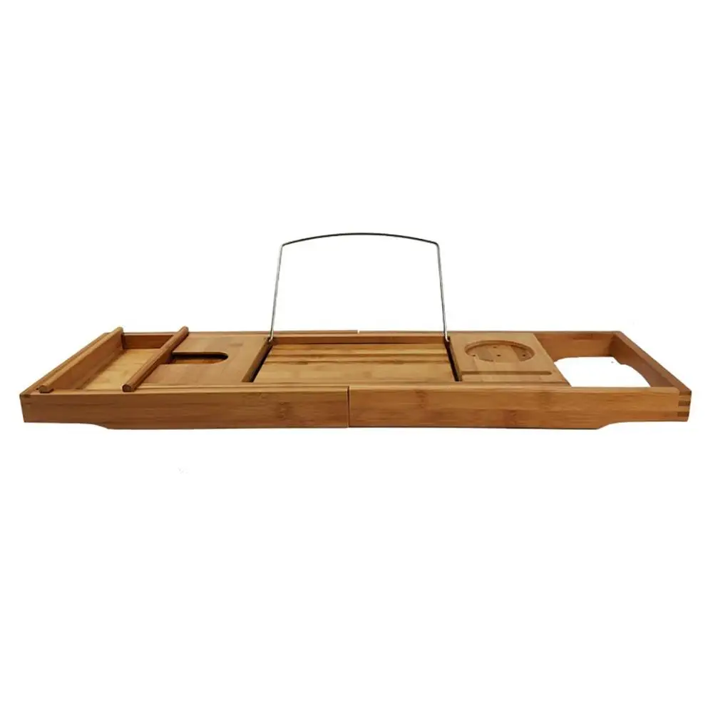 Bamboo Bathtub Caddy Spa Organizer Adjustable Bath Tray Rack