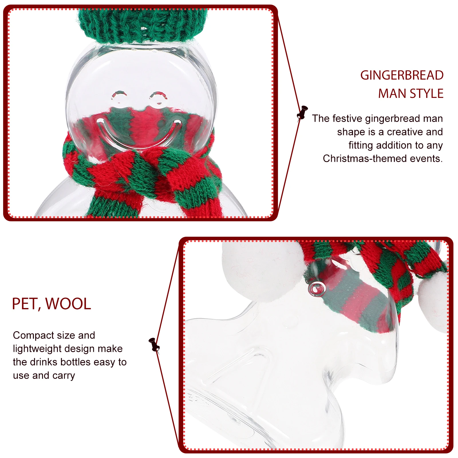 

10pcs 50ml Christmas Gingerbread Man Bottles Plastic Reusable Kids Holiday Beverages Storage Miniatures Crafts