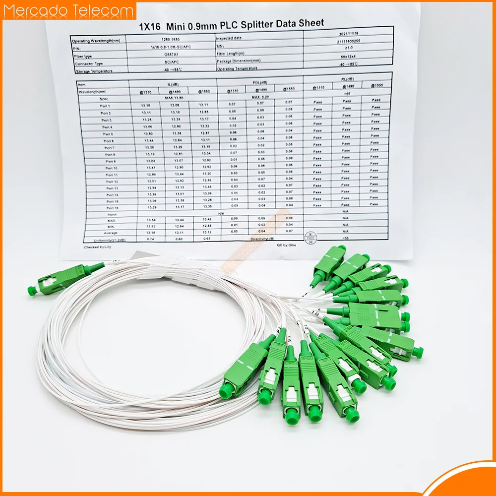 

10 шт. 1X16 SC APC PLC сплиттер 0,9 мм волоконно-оптическая мини стальная трубка Тип 1x16 волоконный оптический сплиттер микро-закрытый сплиттер