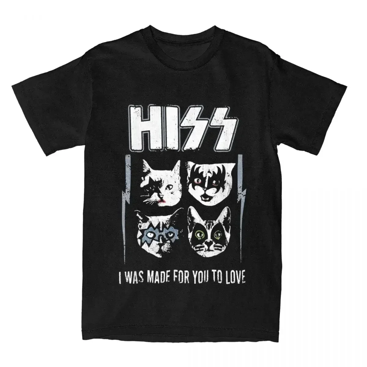 

2025 New His Roc Cats Printed T-shirt Women's Round Neck Street Wear Retro Daily Casual Harajuku Summer Short Sleeved Women