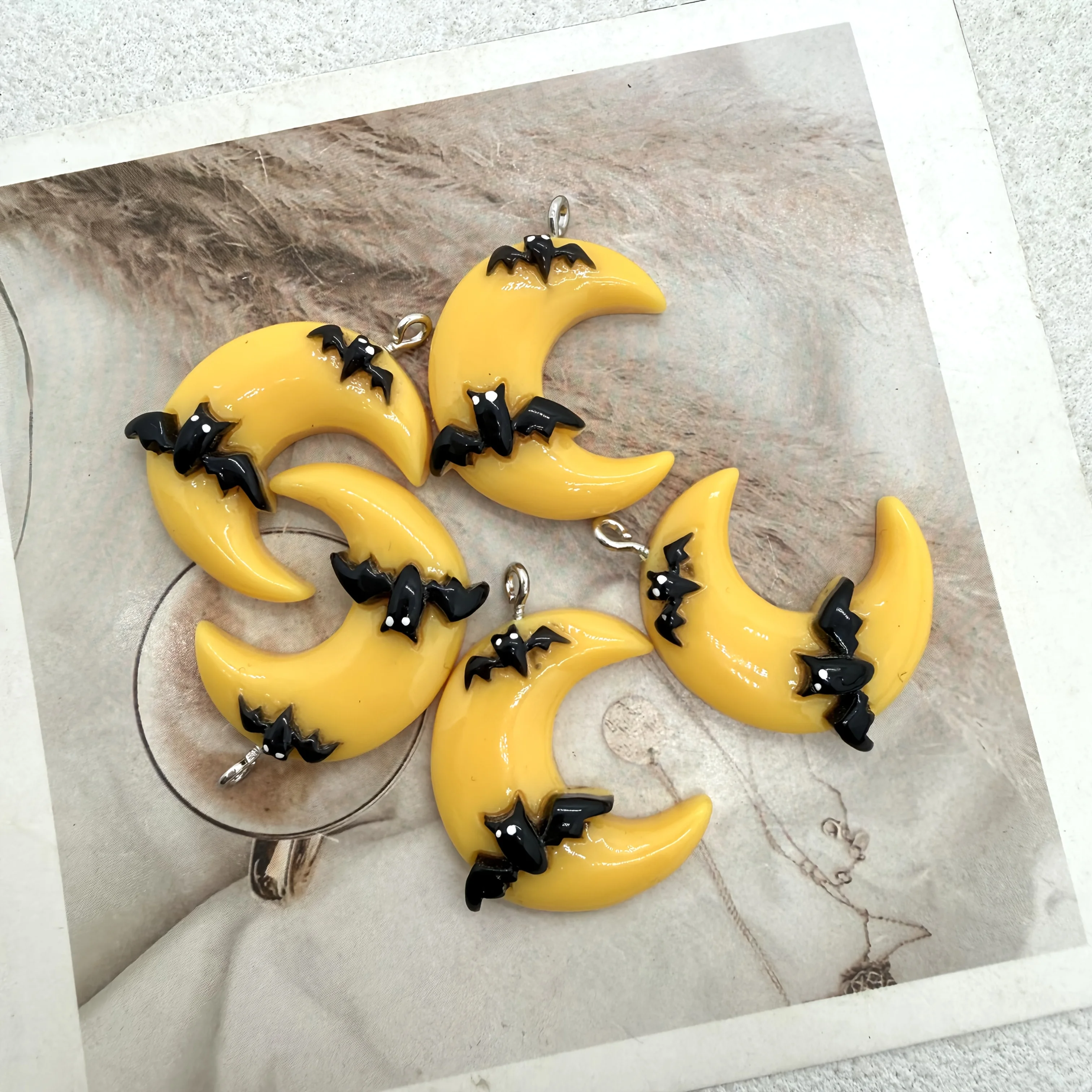 5Pcs Resin Charms Horror Bat Wing Pendants DIY Jewelry Making Accessories For Earrings Party Decor Bag Ornaments Handcraft