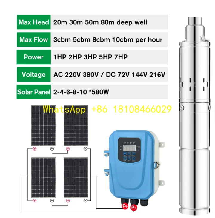 

Irrigation High Solar Deep Well Pump Custom High-Lift Stainless Steel Submersible DC Pump for High Farm Water