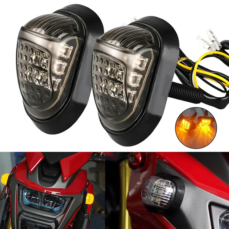 Pair Motorcycle Scooters LED Turn Signals Light Blinker Indicator Lamp Amber For Honda Grom MSX125 MSX 125 2000-2015