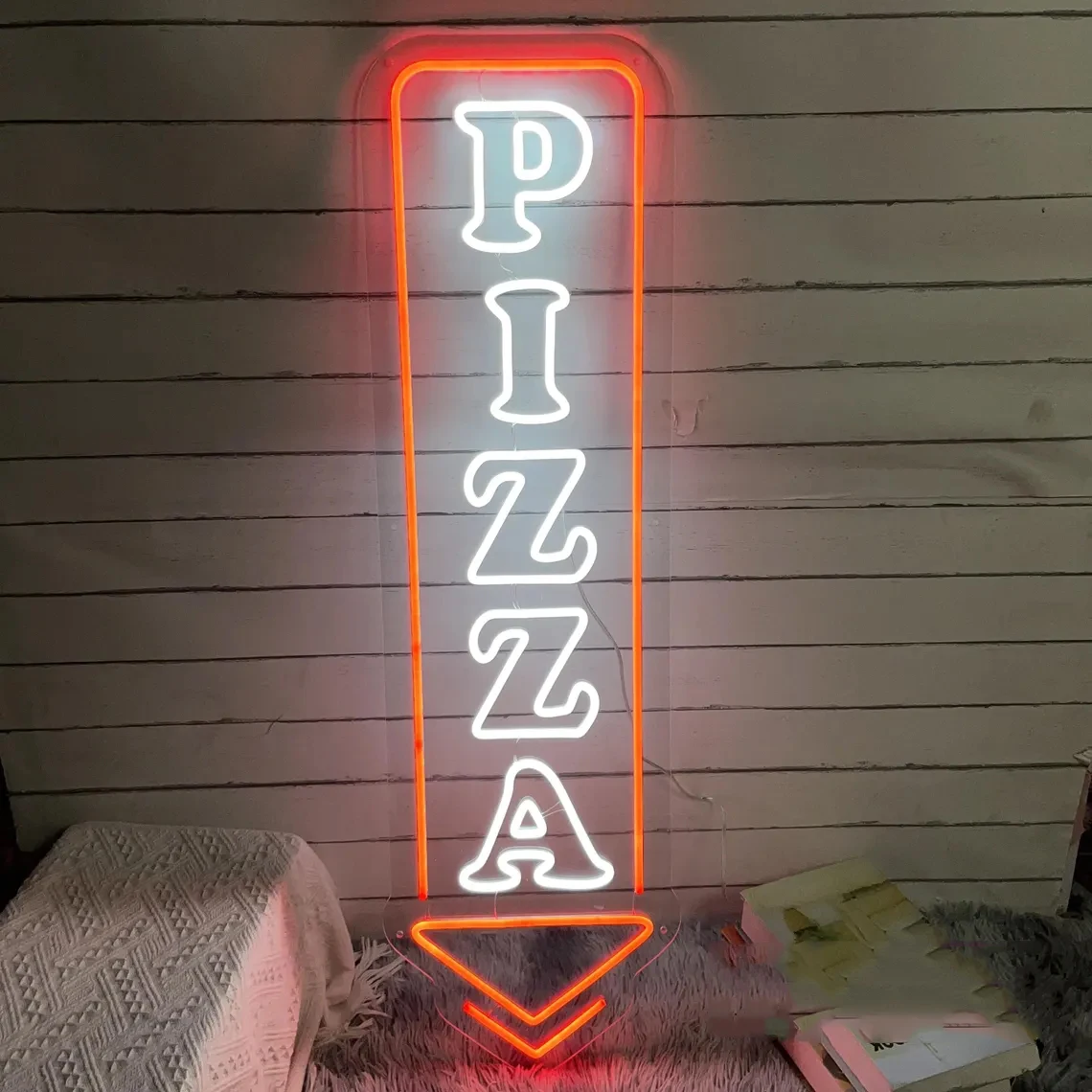 Pizza Arrow Neon Sign,Pizza Restaurant Neon Fast Food Home Wall Decor,Personalized Bar Kitchen Open Welcome Sign