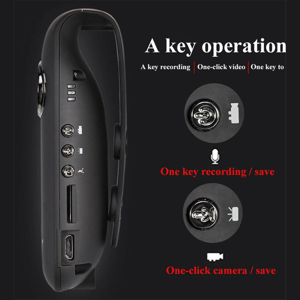 HD 1080P Mini Camera Back Clip Wearable Compact Body Cam Outdoor Security Sports DV Camcorder Motion Detection Video Recorder