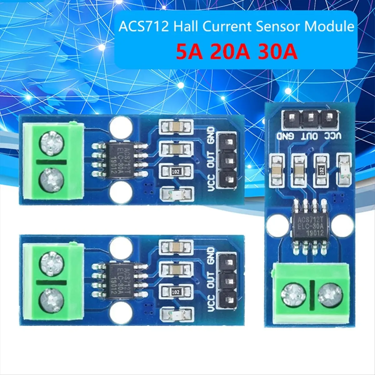 L77A Hall Current Detection Module ACS712 Hall Current Sensors Module for DIY Electronics and Robotics 30A