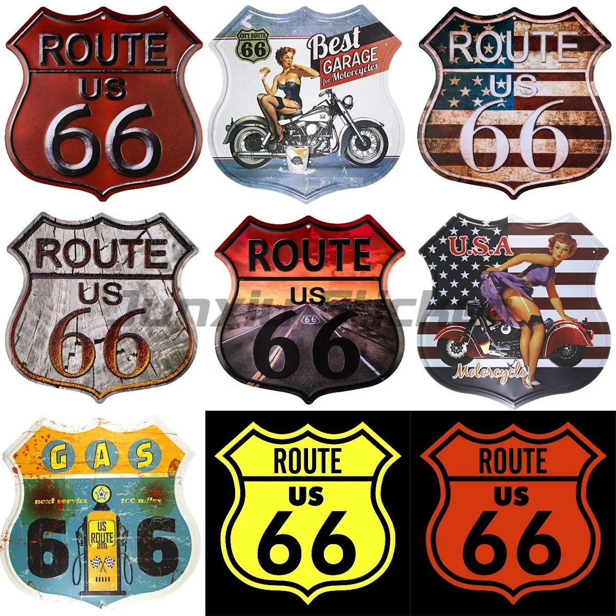 

US Route 66 Vinyl Round Sign Sticker Scratch-Proof Vinyl Windshield Bumper Helmet Decal High Quality Car Wrap Decoration Decal
