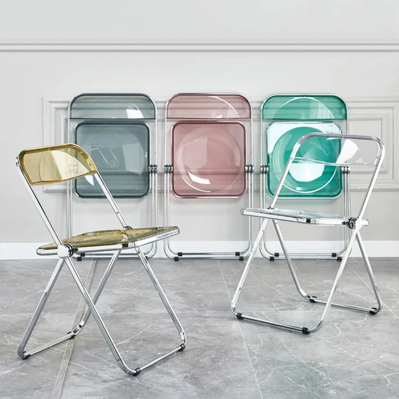 

Transparent acrylic chair Nordic modern balcony online celebrity ins photo makeup light luxury bedroom folding stool diningchair