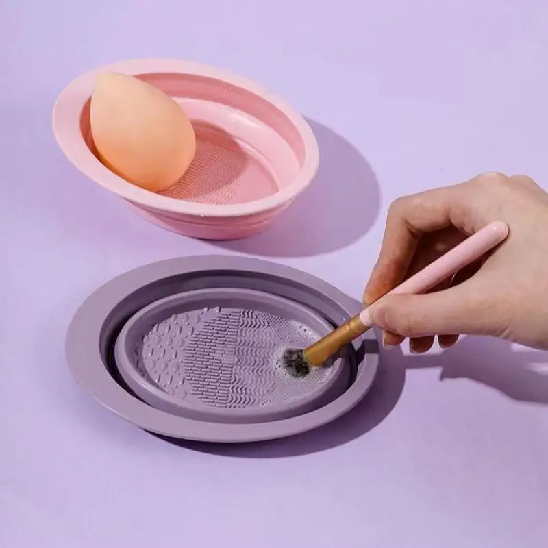 Weiche Silikon Make-Up Pinsel Reiniger Falten Puderquaste Reinigung Schüssel Lidschatten Pinsel Waschen Sauber Matte Schönheit Werkzeuge Wäscher Box