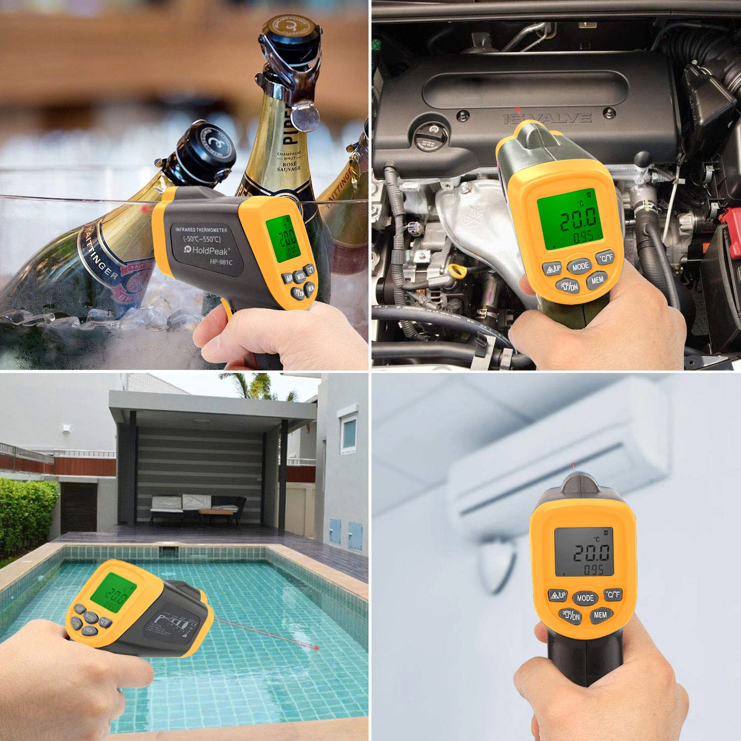 

Non-Contact Infrared Thermometer-50℃~550℃Digital Laser Temperature Gun with Data Storage,MAX/MIN/AVG Mode,Backlight LCD