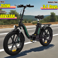 BK6S E Bike 750W Brushless Motor 48V13AH Removable Lithium Battery Electric Bike 20-Inch Tire Commuting Electric Bicycle