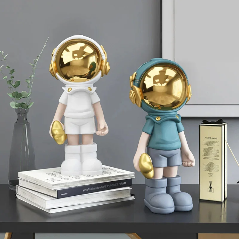 

35cm Creative Resin Cartoon Astronaut Statues Home Decoration Figurine Nordic Indoor Desktop Decor Sculpture For Halloween Gifts