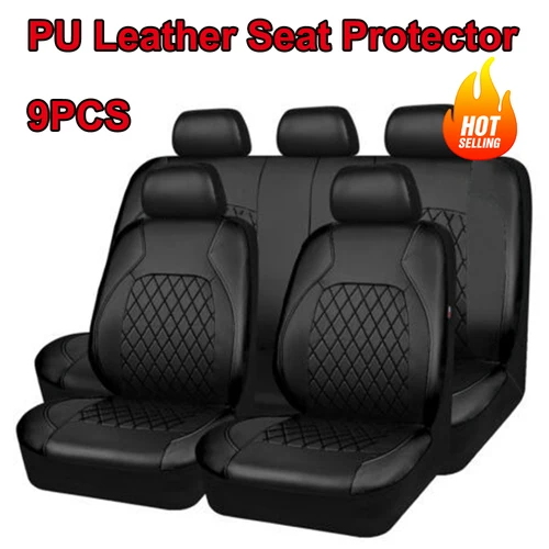 Juego Universal de asiento de coche, cojín de asiento de coche de cuero PU, almohadilla protectora totalmente rodeada, accesorios interiores de coche antiarañazos