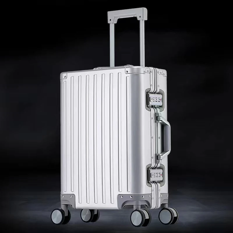 Men Women All Aluminum Magnesium Alloy 20'28 Inch Boarding Travel Metal Box Luggage Case Suitcase Frame Universal Wheel Trolley