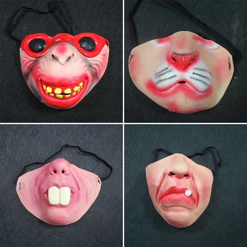 New Halloween Latex Half Face Clown Mask Funny Humorous Elastic Band Faced Masks Adult Kids Party Cosplay Horrible Decoration