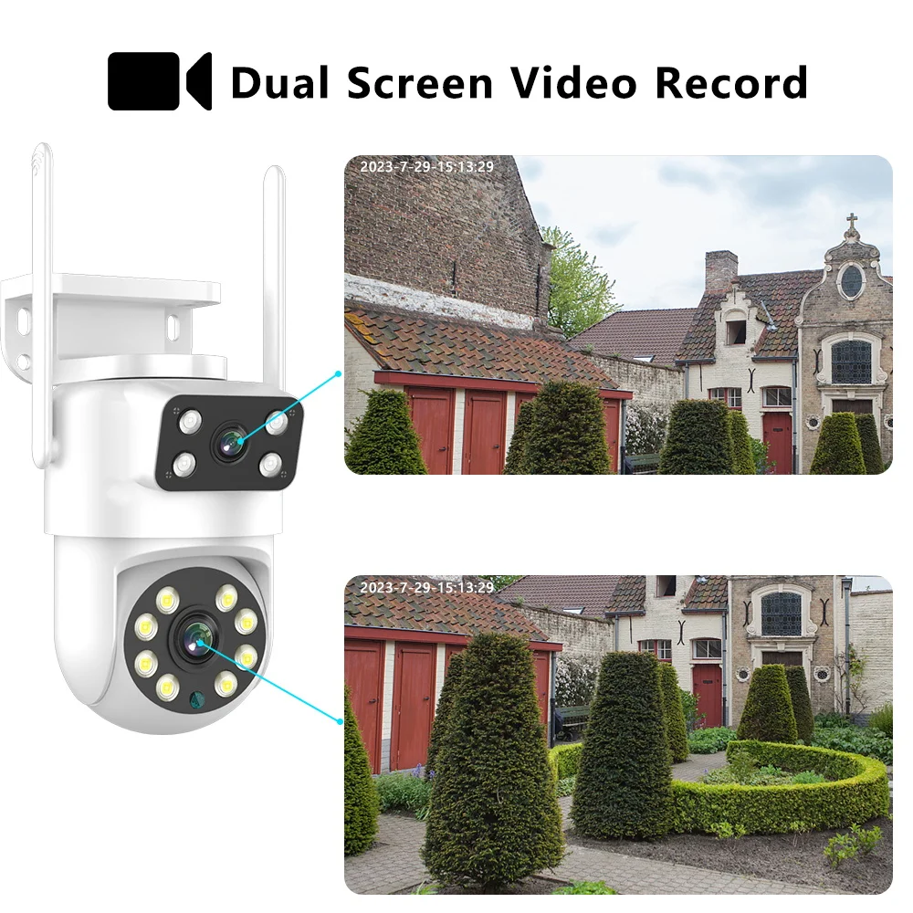 4K 8MP Dual Lens PTZ WIFI Camera Full HD Dual Screen Ai Human Auto Tracking Outdoor 4MP Security Video Surveillance Camera Tuya