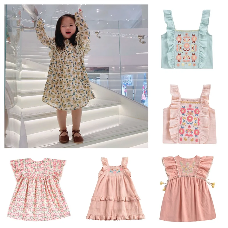 

Inventory LM Girls' Dress 2021SS New Baby Flower Lotus Leaf Short sleeved Princess Dress, in stock