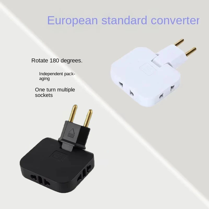 EU Plug 3 AC Outlet Power Strip Multiprise 1 Convert 3 Extension Electrical Socket 180° Rotating Fulfillment Socket AC Adapter