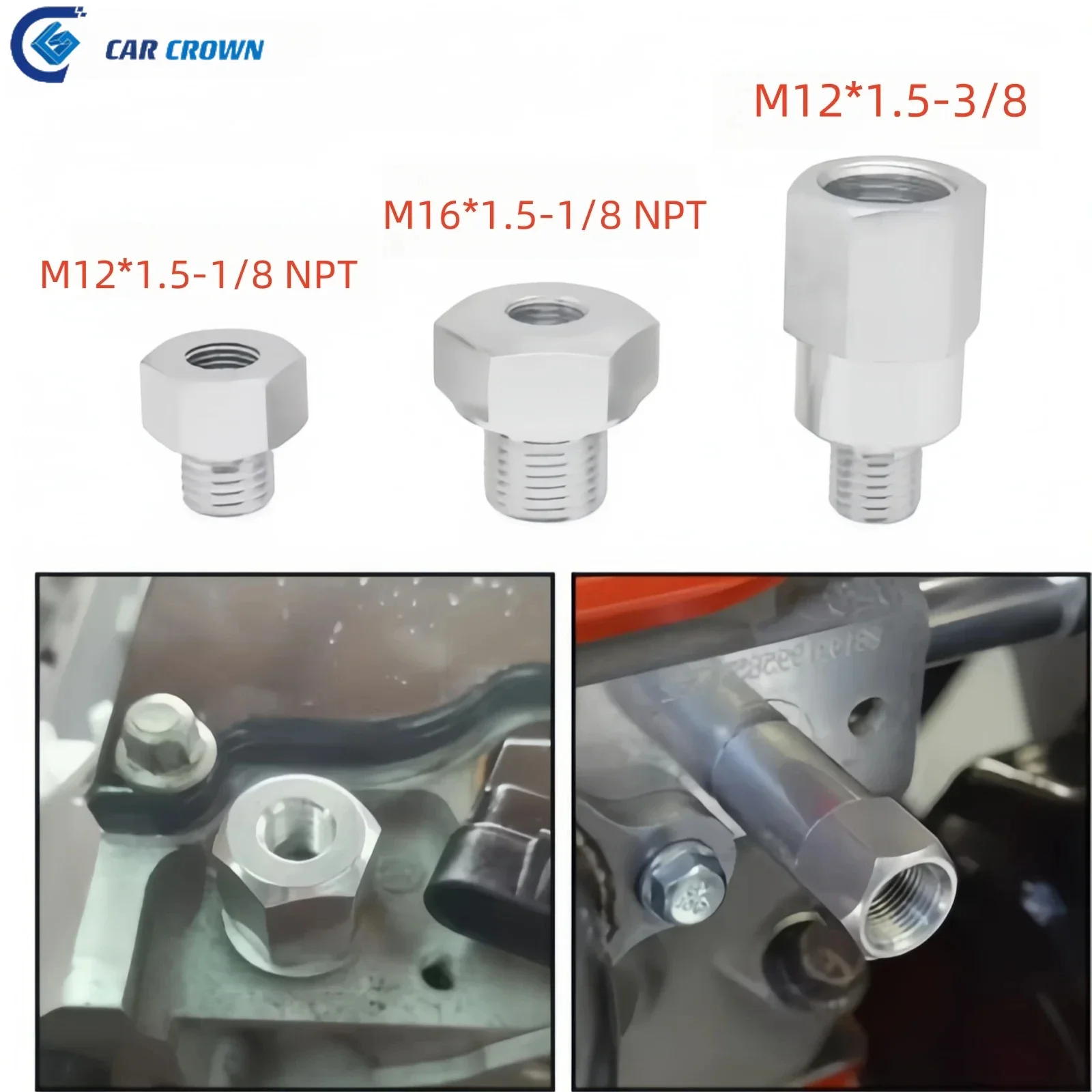 LS Engine Swap M16x1.5/M12x1.5 1/8 NPT Aluminum Oil Pressure Sensor Adapter Connector and M12*1.5 to 3/8" NPT Temperature Sensor