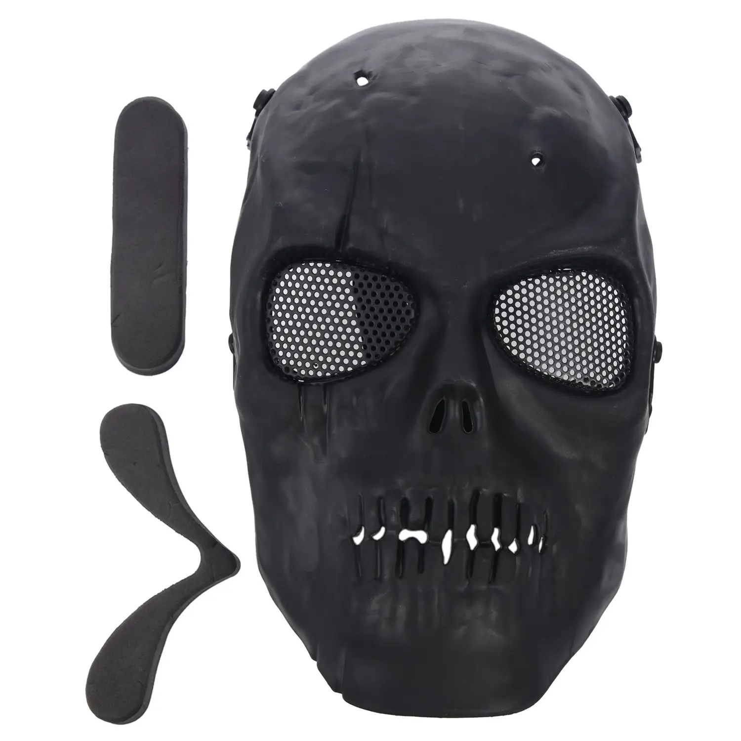 Máscara de proteção completa de caveira Airsoft Mask - preta