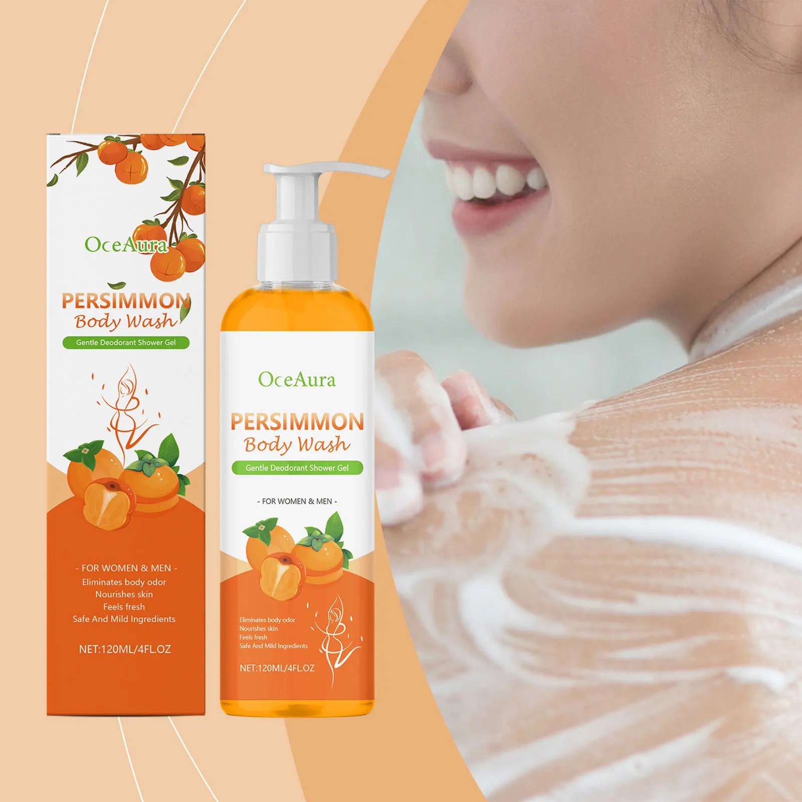 Persimmon Soaps Natural Ingredients Refreshing Nourishing Cleansing Body Deodorant Bar Shower Gel For Sensitive Skin Shower