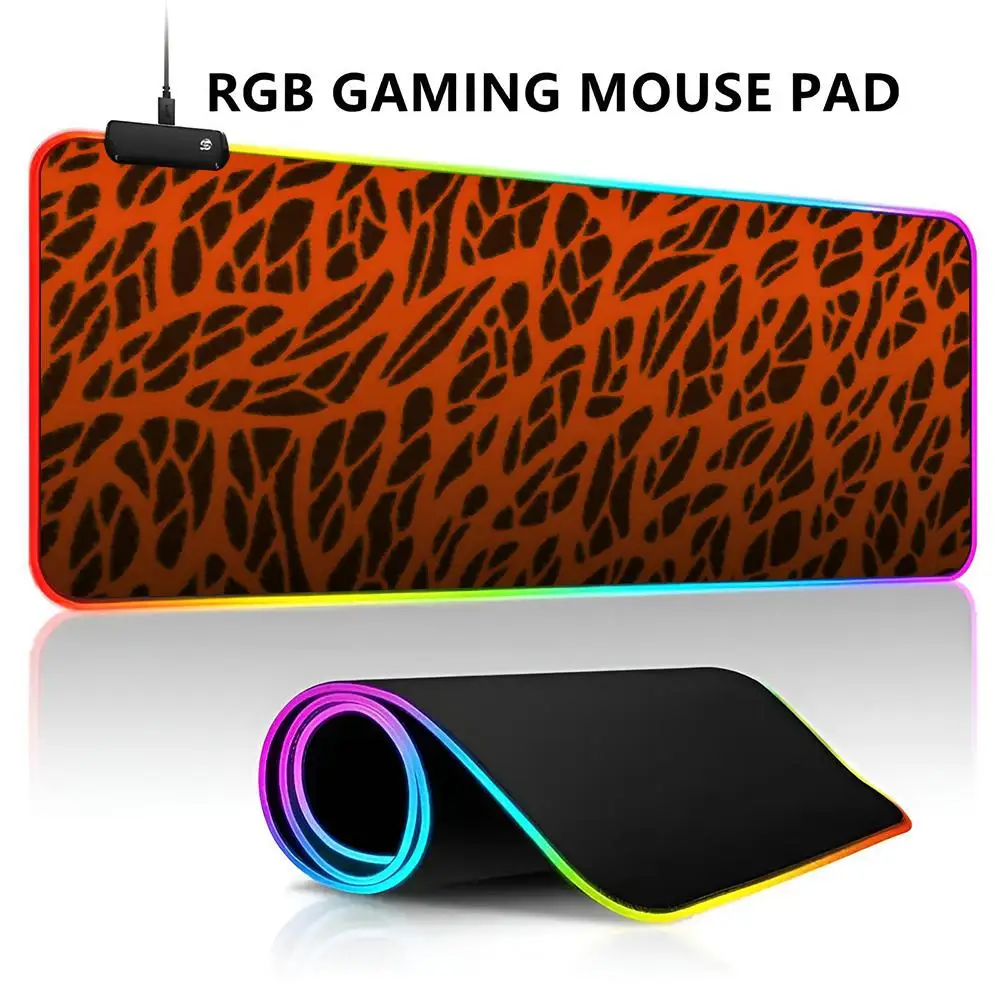 Tiger leopard print panther Funda Mouse Pad RGB LED Light Gaming Waterproof Large Gamer Mouse Carpet Big Mause Keyboard Pad PC D