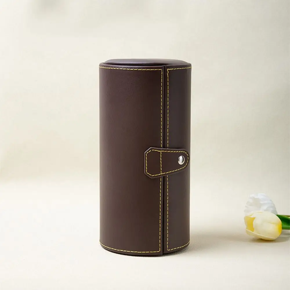 

Portable Watch Roll Travel Case Vintage Cylindrical Watch Display Box Durable PU Leather Wristwatch Holder Watch Protective