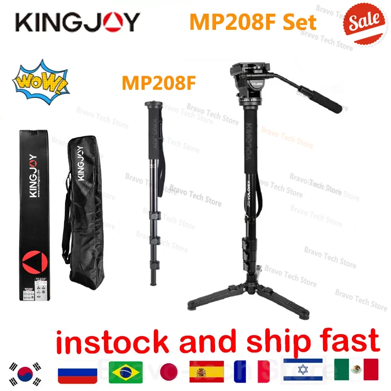 Kingjoy MP208F Set Professional Monopod Set Dslr For All Models Camera Tripod Stand Para Movil Flexible Tripe Stativ SLR DSLR