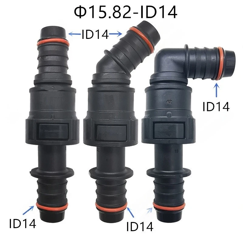 15.82mm ID14 double-sided male and female matching plastic quick connector automotive fuel pipe bend fuel hose fittings 1set