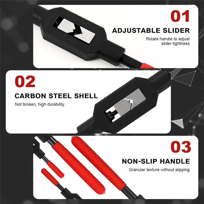 

AA21-Adjustable Tap Wrench Handle Tap Handle Tool Ratcheting Tap Handle For Tap Reamer Tapping Tool(1/4In-3/4In,1/16In-1/4In) Du