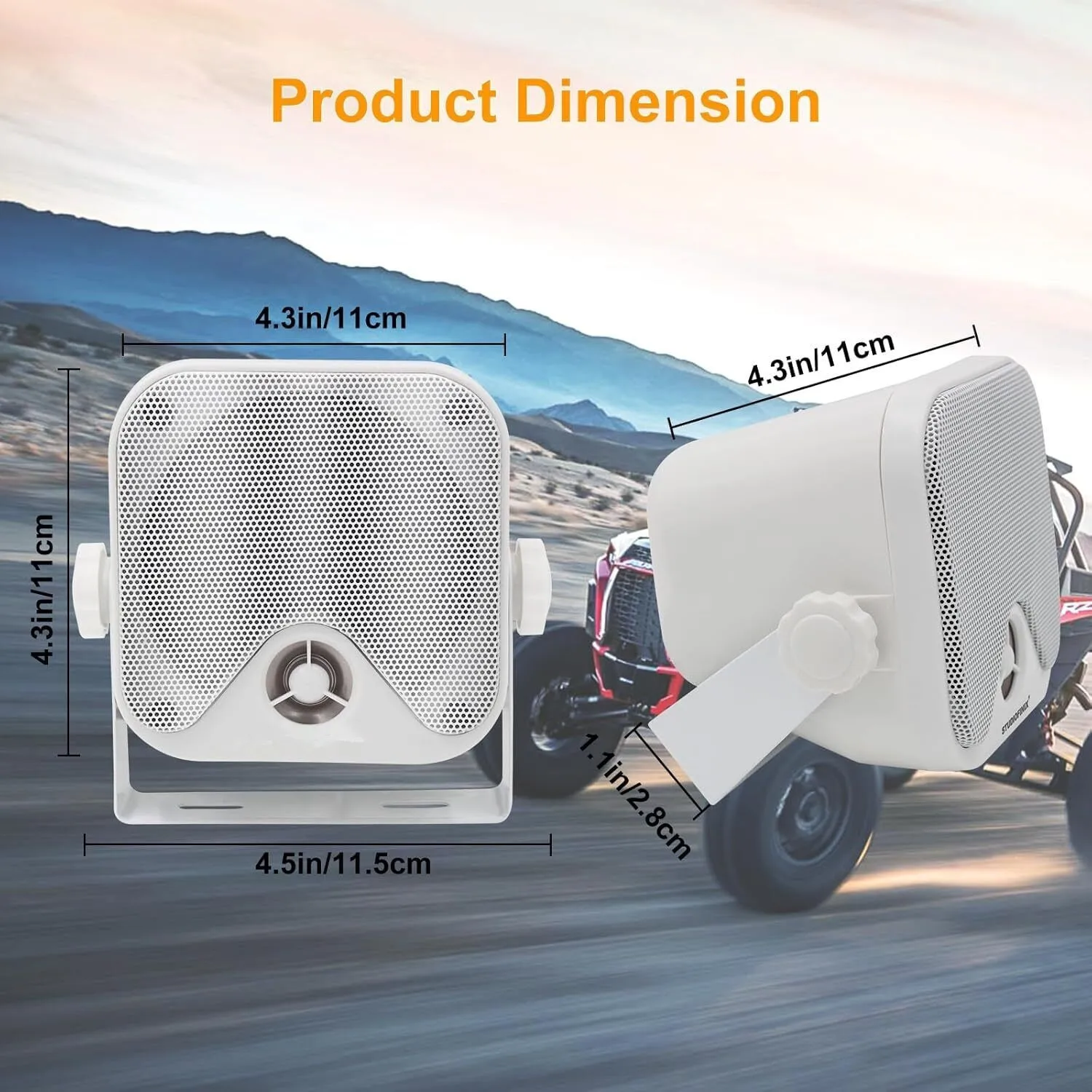 Herdio 2PCS 4'' 100W Heavy Duty Waterproof Boat Marine Audio Box Outdoor Speakers Surface Mounted For ATV UTV RZR Golf Cart