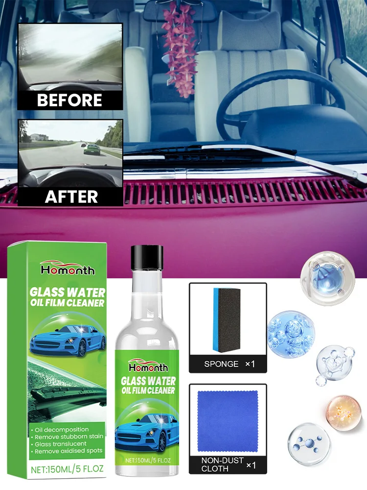 Automobile Glass Oil Cleaner Dissolves Grease Scale On The Glass Surface Refurbish Glass Stains Impurities Water Stain Cleaner