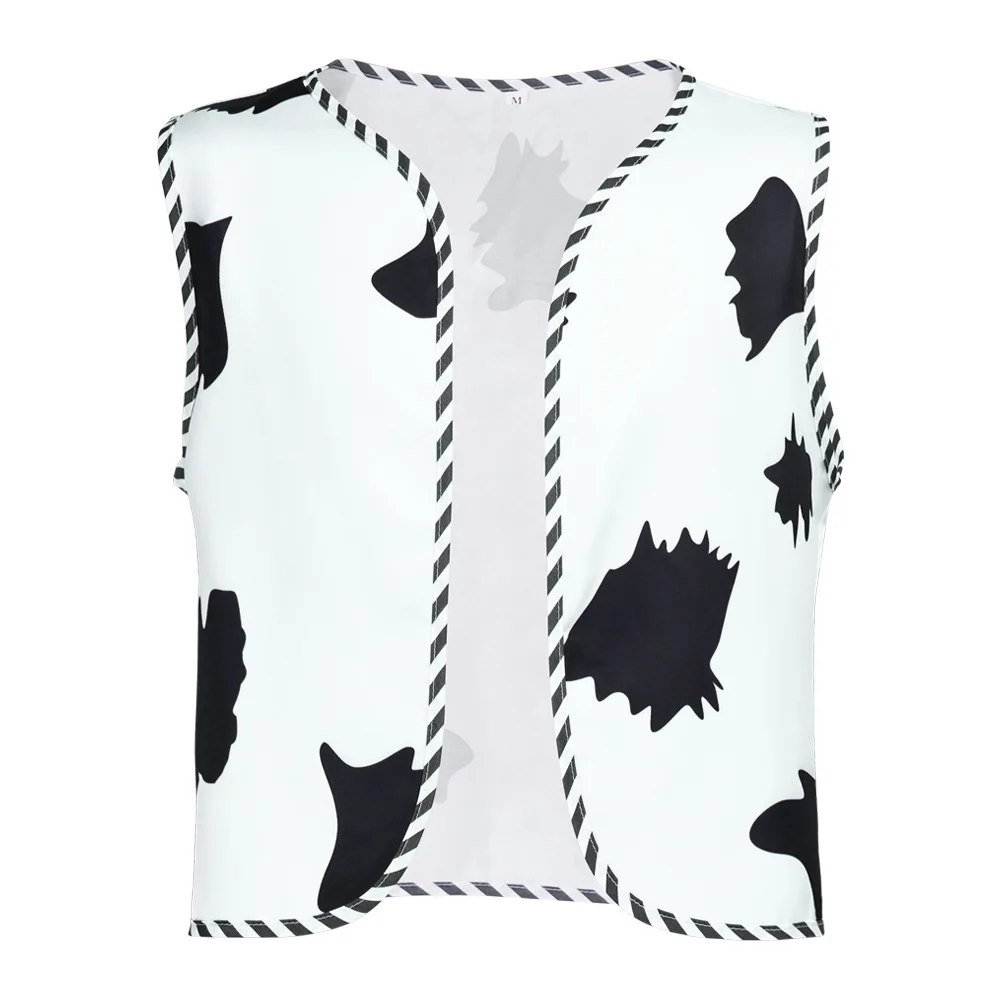 Classic Western Cowboy Cosplay Set Plaid Long Sleeve Shirt Cow Print Vest Bandana Halloween Carnival Party Fancy Dress Costume - view 5