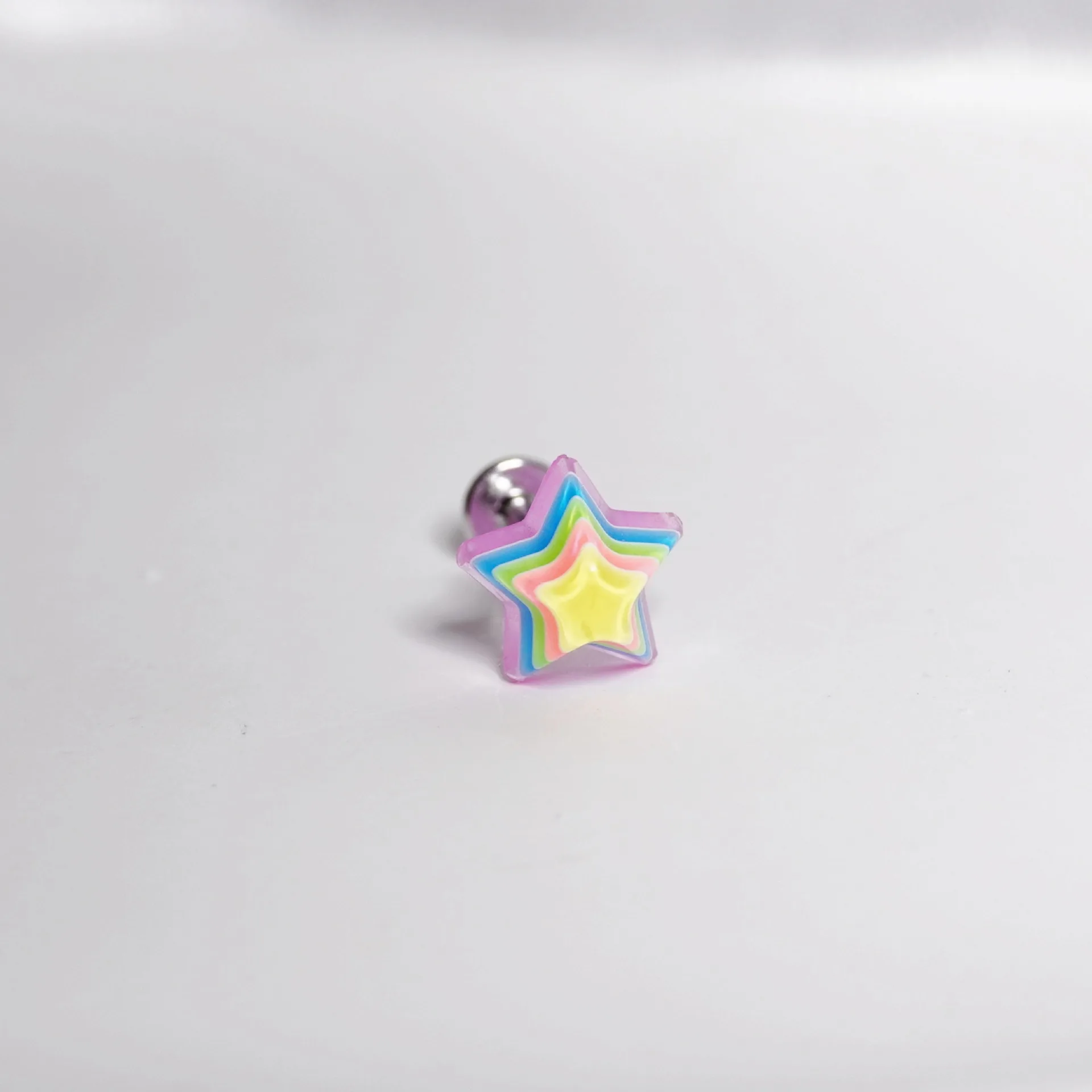 Colorful Pentagram Resin Lip Stud Love Color Stainless Steel Star Heart Lip Earbone Stud Earrings Piercing Septum Jewelry