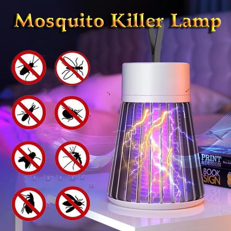 Mini lámpara antimosquitos de descarga eléctrica, lámpara de noche eléctrica con carga USB para interiores y exteriores, lámpara de prevención de