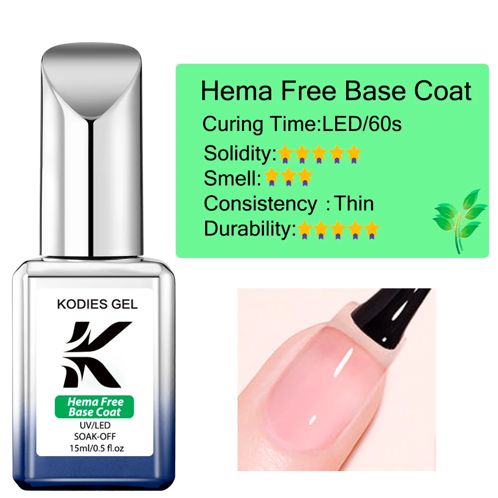 KODIES GEL 2 stks/set HEMA Gratis Gel Nagellak Basislaag Top Coat Kit Clear Healthy Foundation Gel Vernis Semi Permanente UV Gel