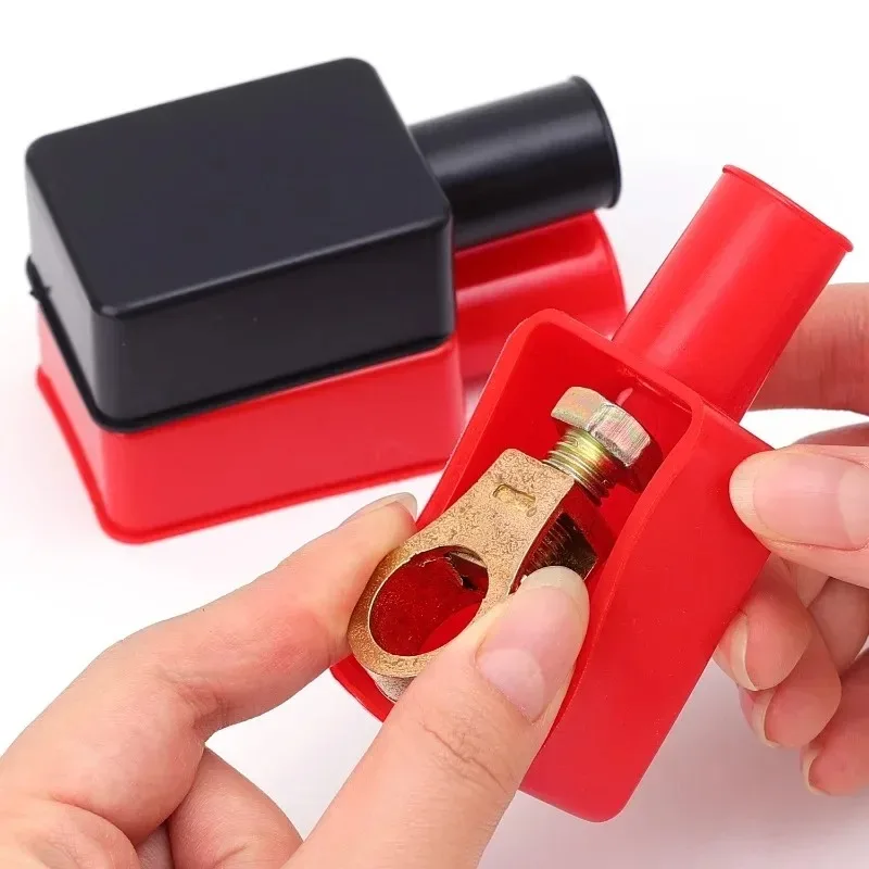 Penutup Terminal Aki Mobil Merah Hitam PVC Anti-Korosi Pelindung Isolator untuk Kutub Positif Negatif Anti-Sirkuit Pendek