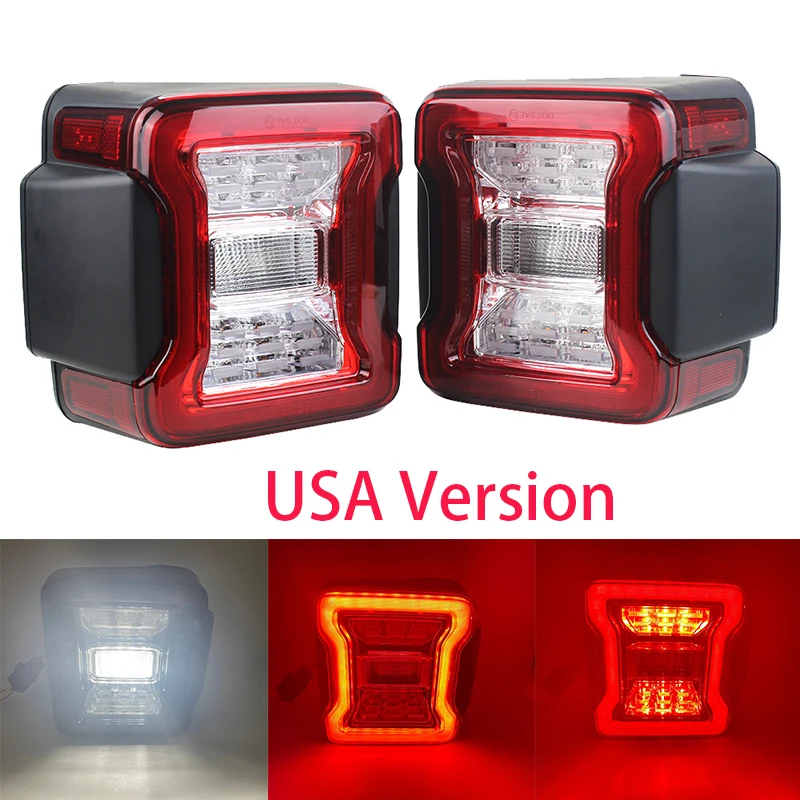 Pair LED Taillight Rear Back Bumper Light Parking Back up Reverse Brake Tail Light Lamp 2007-2018 For Jeep Wrangler JK JKU