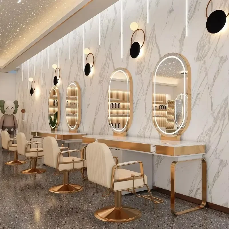 JZ-14  Hair Shop Double-sided Mirror Table Perm And Dye Mirror Table Marble Table Hair Cutting Mirror