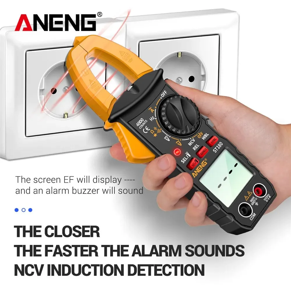 ANENG-Pince ampèremétrique numérique ST180 AC, multimètre 4000 points, ampèremètre, testeur de tension, ampli de voiture, puzzles Hz itance NCV Ohm, outil