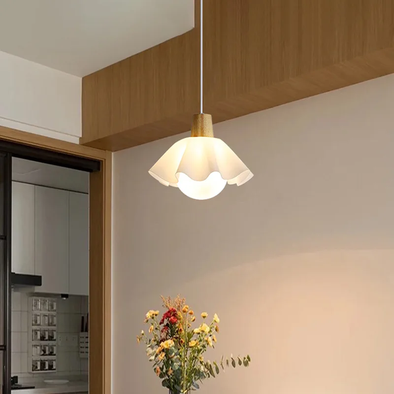 

Nordic Bedroom Bedside Pendant Lamp Modern Simple Balcony Entrance Flower Droplight Designer's Creative Restaurant Chandelier