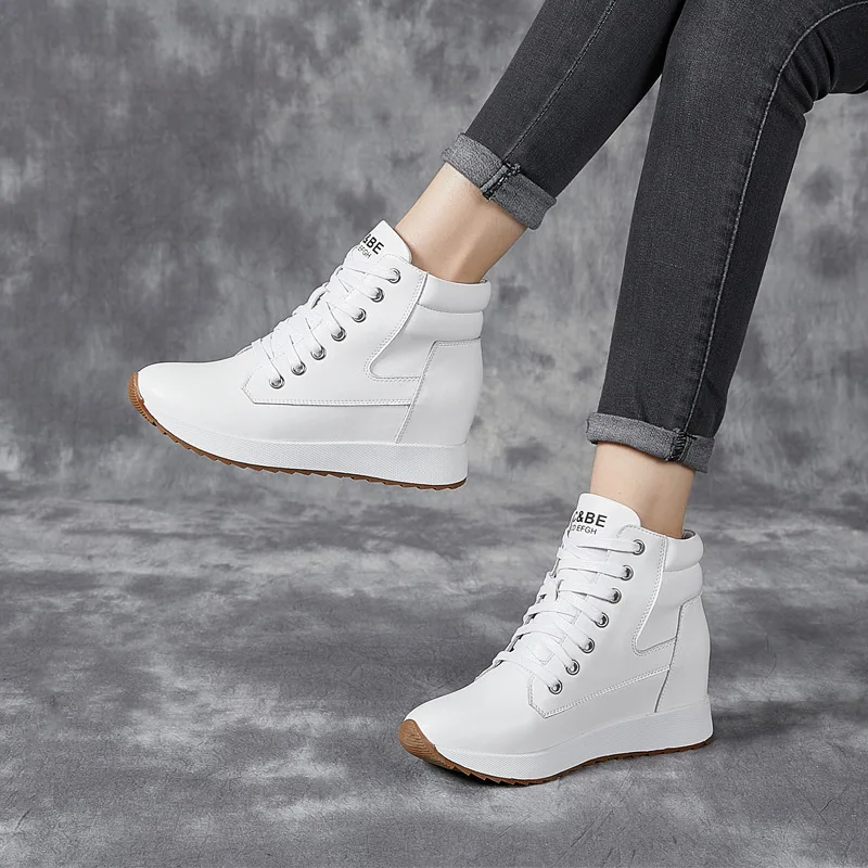 7CM Genuine Leather Women Ankl – Platform Sneakers Chunky recenzja i cena